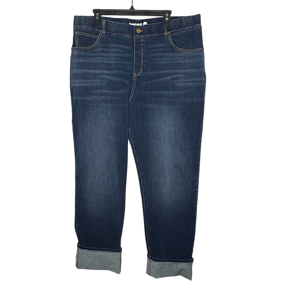Betabrand Pull on Straight Leg High Rise Pocket Dark Wash Blue Jeans Size XXL